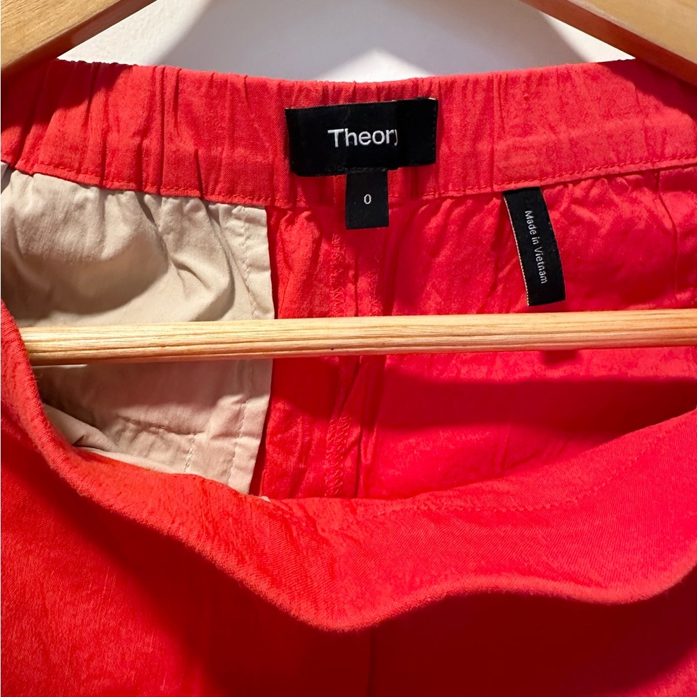 Theory Treeca Pull-On Pant in Good Linen, Poppy Red